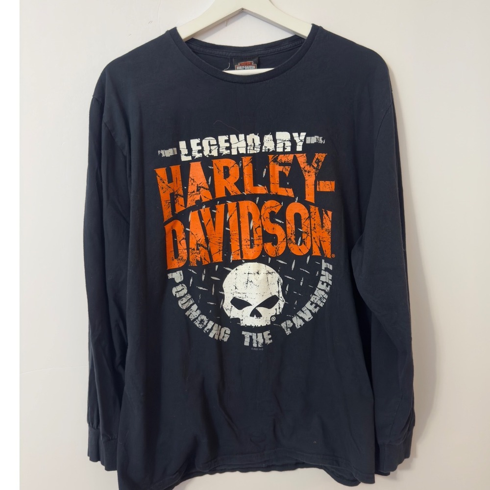 Harley Davidson Long Sleeve Mens‎ XL Black US 129 Dragon Skull Graphic Tee
